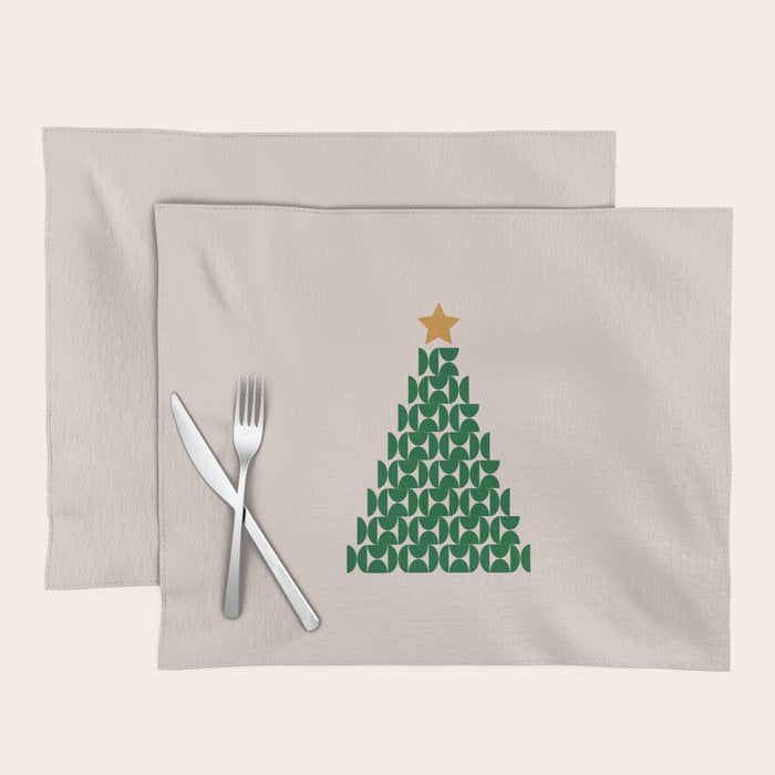 Winter Market | 05 - Festive Christmas Tree Green And Neutral Modern Holiday Placemat Gallery Image 1
