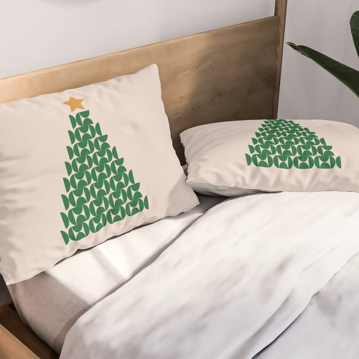 Winter Market | 05 - Festive Christmas Tree Green And Neutral Modern Holiday Pillow Sham Gallery Image 2