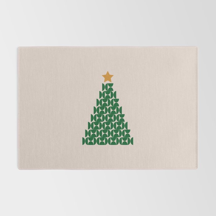 Winter Market | 05 - Festive Christmas Tree Green And Neutral Modern Holiday Rug Gallery Image 2