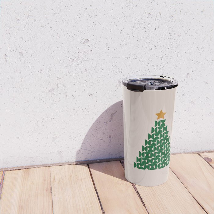 Winter Market | 05 - Festive Christmas Tree Green And Neutral Modern Holiday Travel Mug Gallery Image 4
