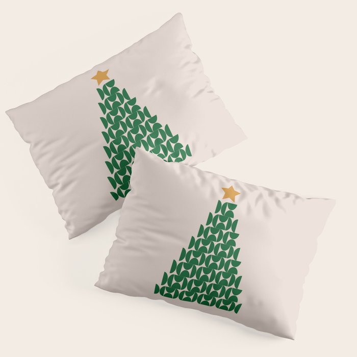 Winter Market | 05 - Festive Christmas Tree Green And Neutral Modern Holiday Pillow Sham Gallery Image 3