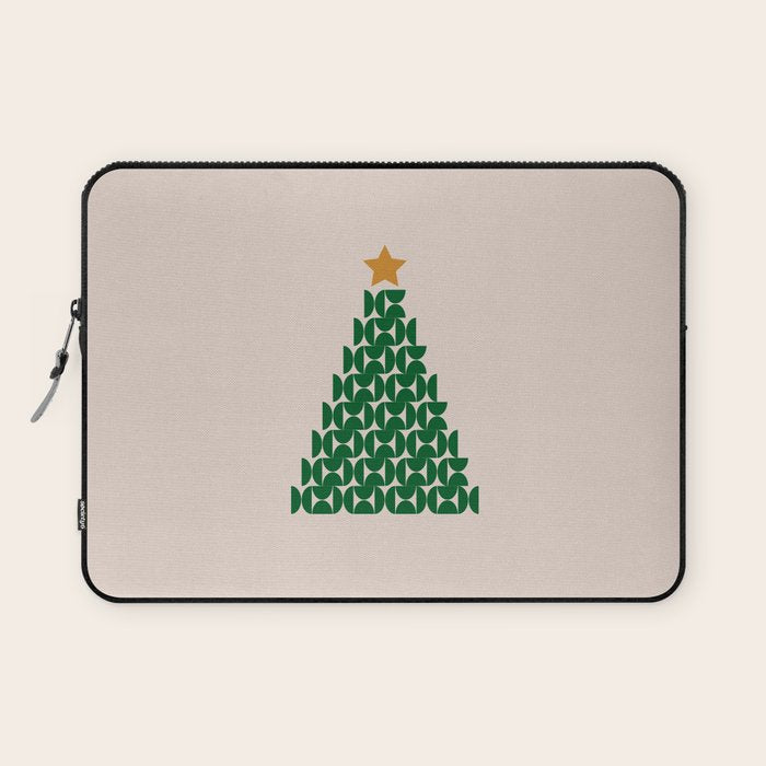 Winter Market | 05 - Festive Christmas Tree Green And Neutral Modern Holiday Laptop Sleeve Gallery Image 1