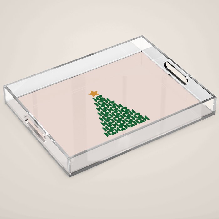 Winter Market | 05 - Festive Christmas Tree Green And Neutral Modern Holiday Acrylic Tray Gallery Image 1