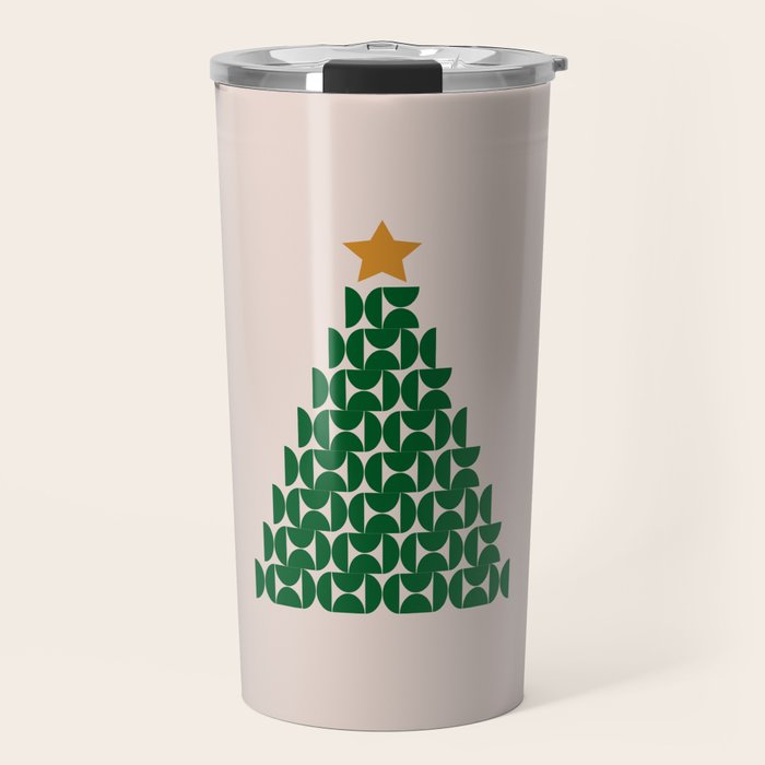 Winter Market | 05 - Festive Christmas Tree Green And Neutral Modern Holiday Travel Mug Gallery Image 1