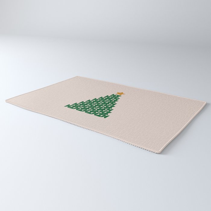 Winter Market | 05 - Festive Christmas Tree Green And Neutral Modern Holiday Rug Gallery Image 3