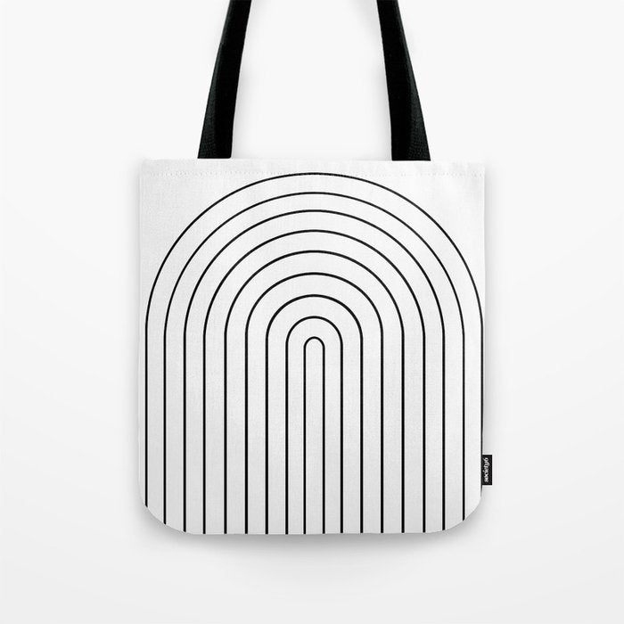 Minimal Arch IV Black and White Modern Geometric Lines Tote Bag Gallery Image 1