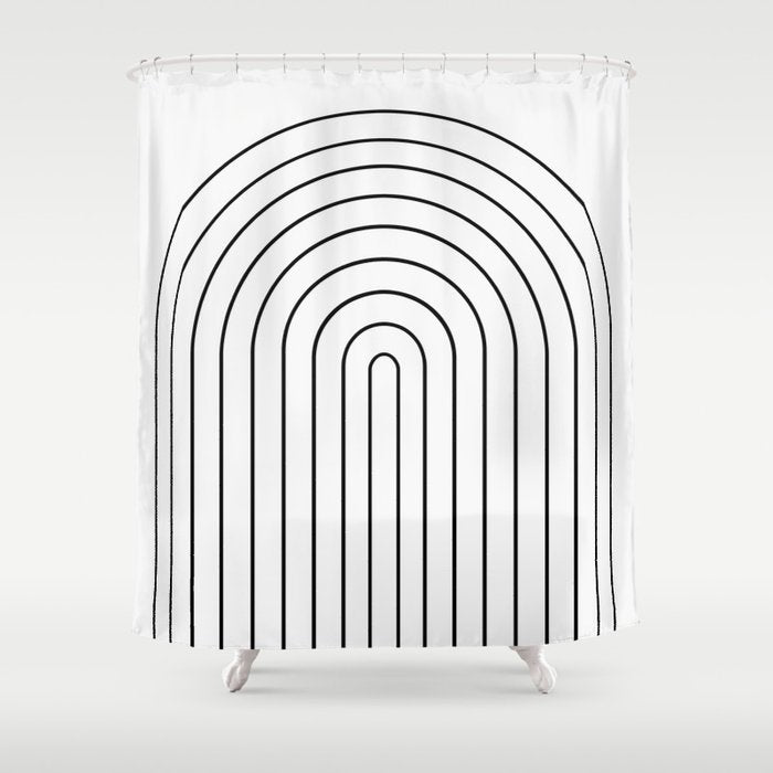 Minimal Arch IV Black and White Modern Geometric Lines Shower Curtain Gallery Image 1