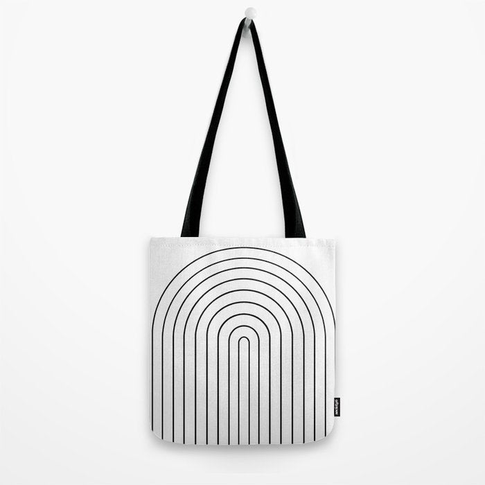 Minimal Arch IV Black and White Modern Geometric Lines Tote Bag Gallery Image 2