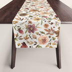 Harvest 2025 Artistic Autumn Floral Leaves Brown Table Runner Gallery Image 1