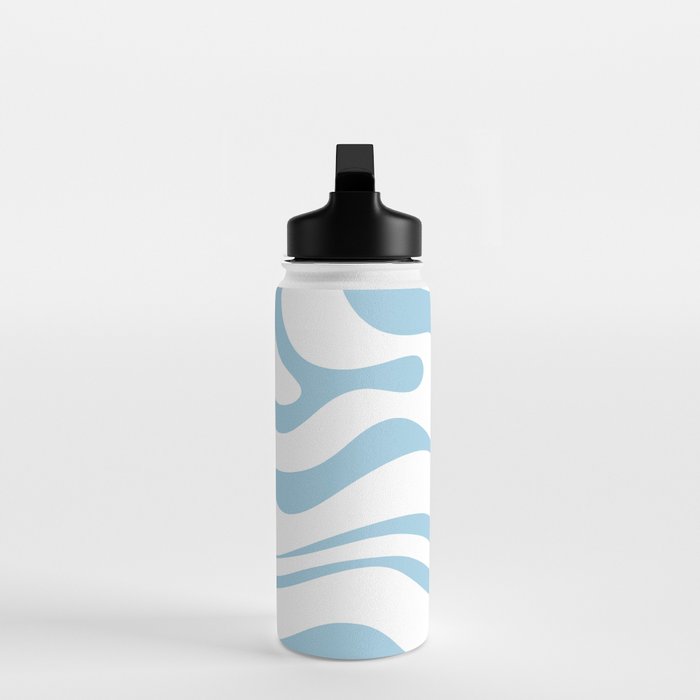 Retro Modern Liquid Swirl Abstract Pattern Square in Light Blue and White Water Bottle Gallery Image 3