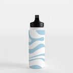 Retro Modern Liquid Swirl Abstract Pattern Square in Light Blue and White Water Bottle Gallery Image 3