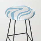 Retro Modern Liquid Swirl Abstract Pattern Square in Light Blue and White Stool Gallery Image 2