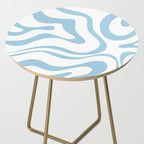 Retro Modern Liquid Swirl Abstract Pattern Square in Light Blue and White Side Table Gallery Image 2