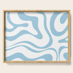 Retro Modern Liquid Swirl Abstract Pattern Square in Light Blue and White Serving Tray Gallery Image 1