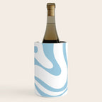 Retro Modern Liquid Swirl Abstract Pattern Square in Light Blue and White Wine Chiller Gallery Image 1