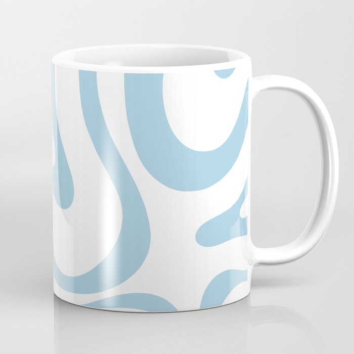 Retro Modern Liquid Swirl Abstract Pattern Square in Light Blue and White Coffee Mug Gallery Image 1