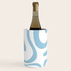 Retro Modern Liquid Swirl Abstract Pattern Square in Light Blue and White Wine Chiller Gallery Image 3