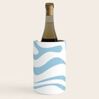 Retro Modern Liquid Swirl Abstract Pattern Square in Light Blue and White Wine Chiller Gallery Image 2