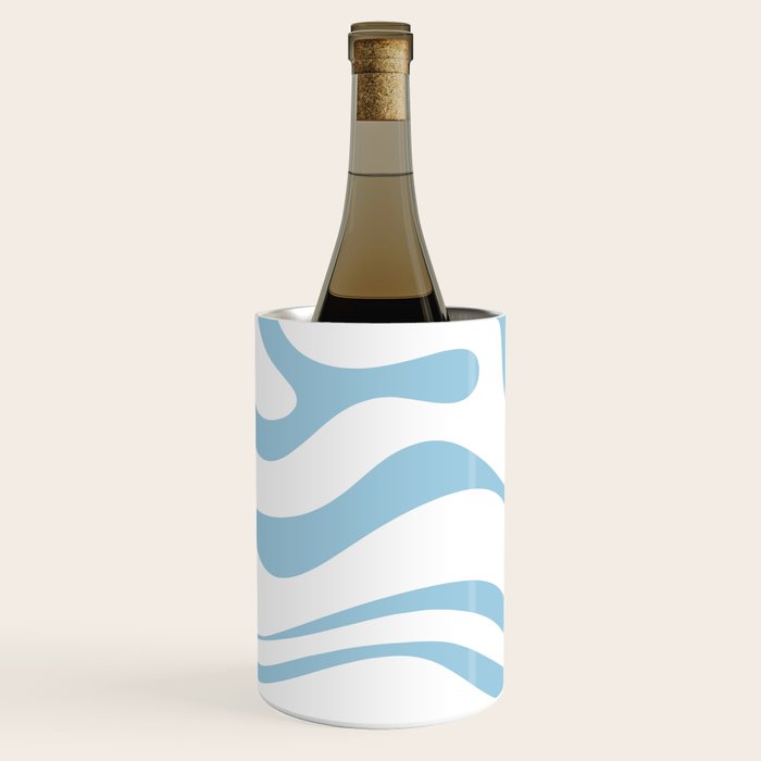 Retro Modern Liquid Swirl Abstract Pattern Square in Light Blue and White Wine Chiller Gallery Image 2