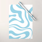 Retro Modern Liquid Swirl Abstract Pattern Square in Light Blue and White Wrapping Paper Gallery Image 1