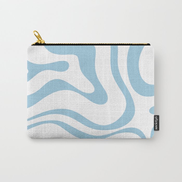 Retro Modern Liquid Swirl Abstract Pattern Square in Light Blue and White Carry All Pouch Gallery Image 1
