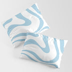 Retro Modern Liquid Swirl Abstract Pattern Square in Light Blue and White Pillow Sham Gallery Image 3
