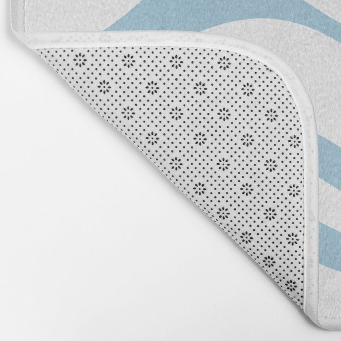 Retro Modern Liquid Swirl Abstract Pattern Square in Light Blue and White Bath Mat Gallery Image 2
