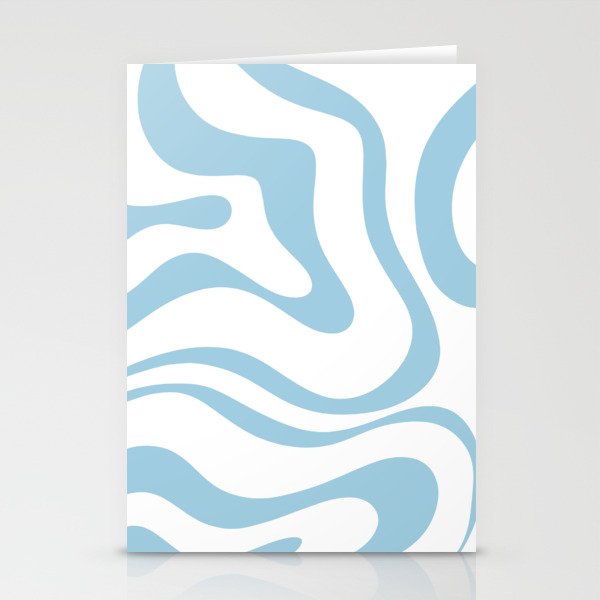 Retro Modern Liquid Swirl Abstract Pattern Square in Light Blue and White Stationery Card Gallery Image 2