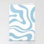 Retro Modern Liquid Swirl Abstract Pattern Square in Light Blue and White Stationery Card Gallery Image 2