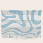 Retro Modern Liquid Swirl Abstract Pattern Square in Light Blue and White Wall Hanging Gallery Image 1