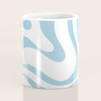 Retro Modern Liquid Swirl Abstract Pattern Square in Light Blue and White Coffee Mug Gallery Image 4