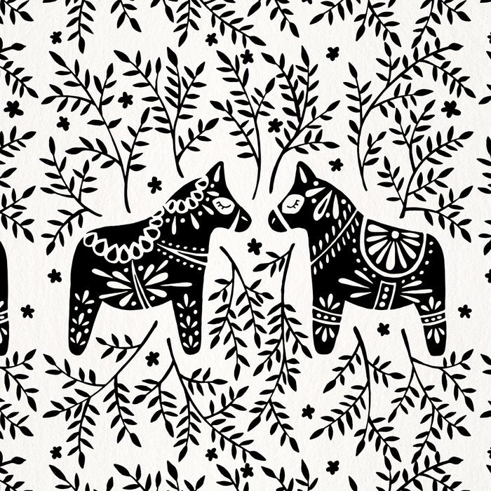 Swedish Dala Horses - Black Palette Coffee Mug Gallery Image 2