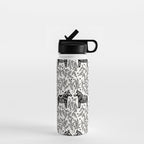 Swedish Dala Horses - Black Palette Water Bottle Gallery Image 1