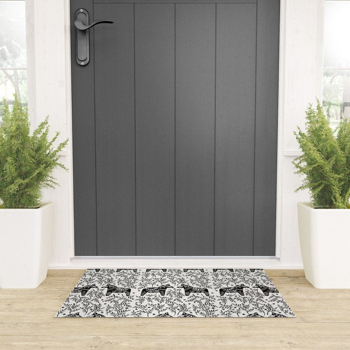 Swedish Dala Horses - Black Palette Welcome Mat Gallery Image 3
