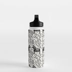 Swedish Dala Horses - Black Palette Water Bottle Gallery Image 3