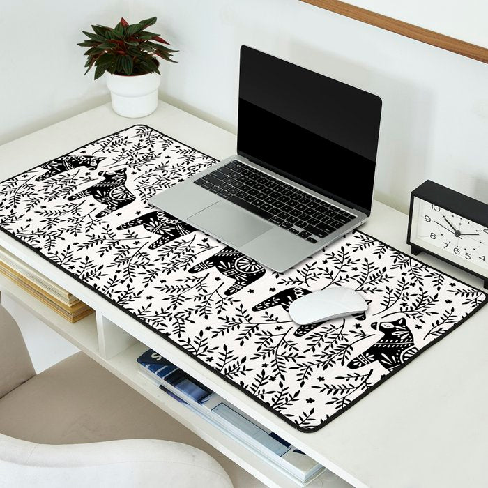 Swedish Dala Horses - Black Palette Desk Mat Gallery Image 2