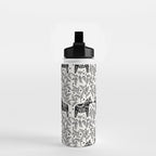 Swedish Dala Horses - Black Palette Water Bottle Gallery Image 2