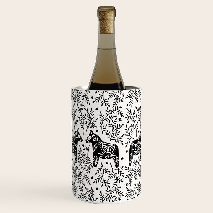 Swedish Dala Horses - Black Palette Wine Chiller Gallery Image 2