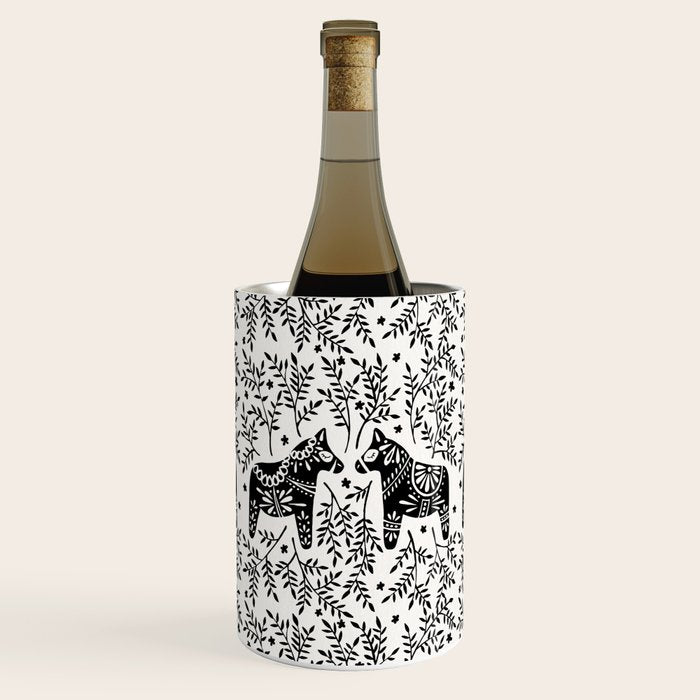 Swedish Dala Horses - Black Palette Wine Chiller Gallery Image 1