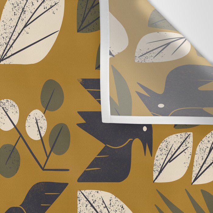 Birds and Leaves Grid Wall Tapestry Gallery Image 3