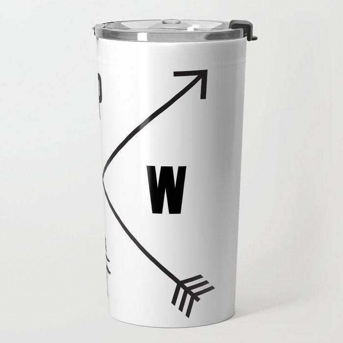 PNW Pacific Northwest Compass - Black on White Minimal Travel Mug Gallery Image 2