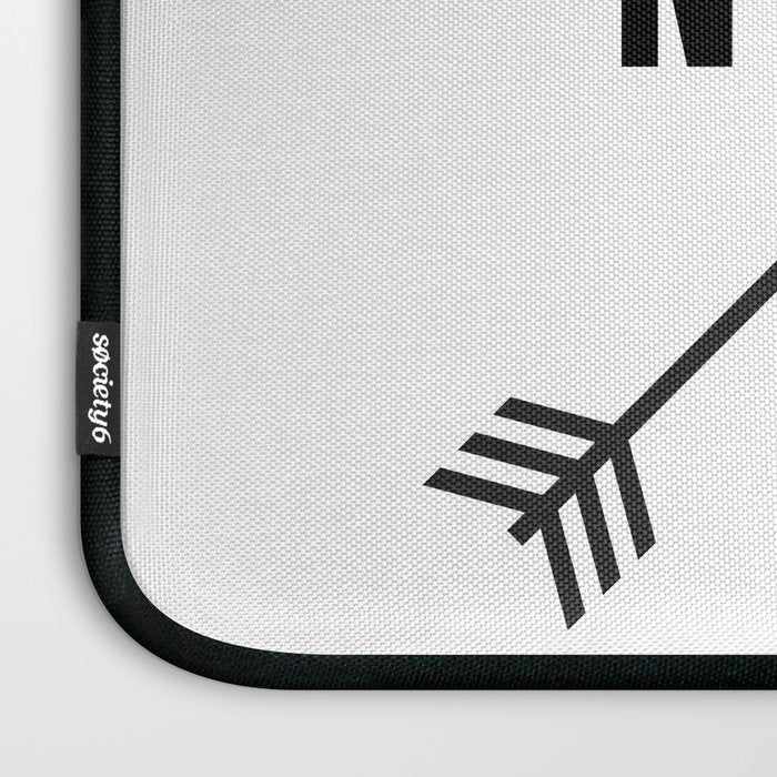 PNW Pacific Northwest Compass - Black on White Minimal Laptop Sleeve Gallery Image 3