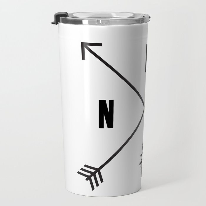 PNW Pacific Northwest Compass - Black on White Minimal Travel Mug Gallery Image 3