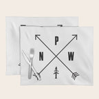 PNW Pacific Northwest Compass - Black on White Minimal Placemat Gallery Image 1