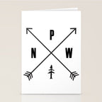 PNW Pacific Northwest Compass - Black on White Minimal Stationery Card Gallery Image 2