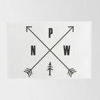 PNW Pacific Northwest Compass - Black on White Minimal Rug Gallery Image 2