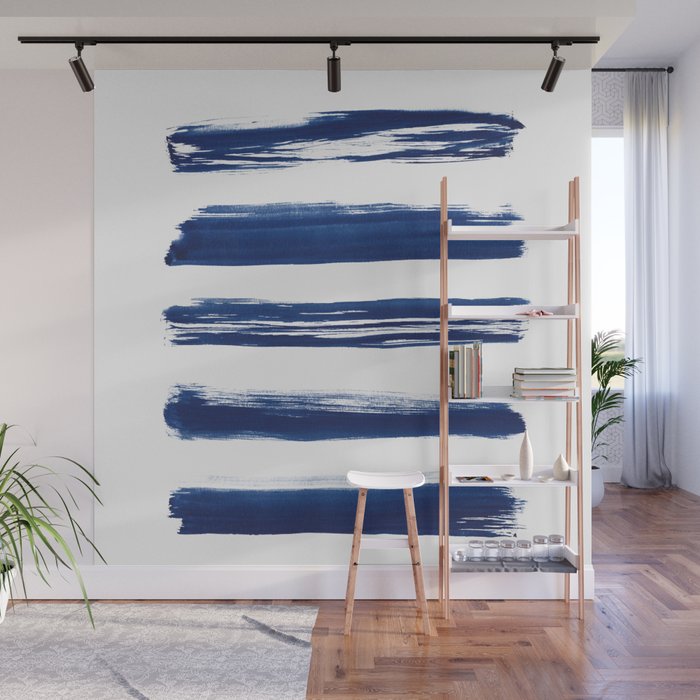 Indigo Brush Strokes | No. 2 Wall Mural Gallery Image 1