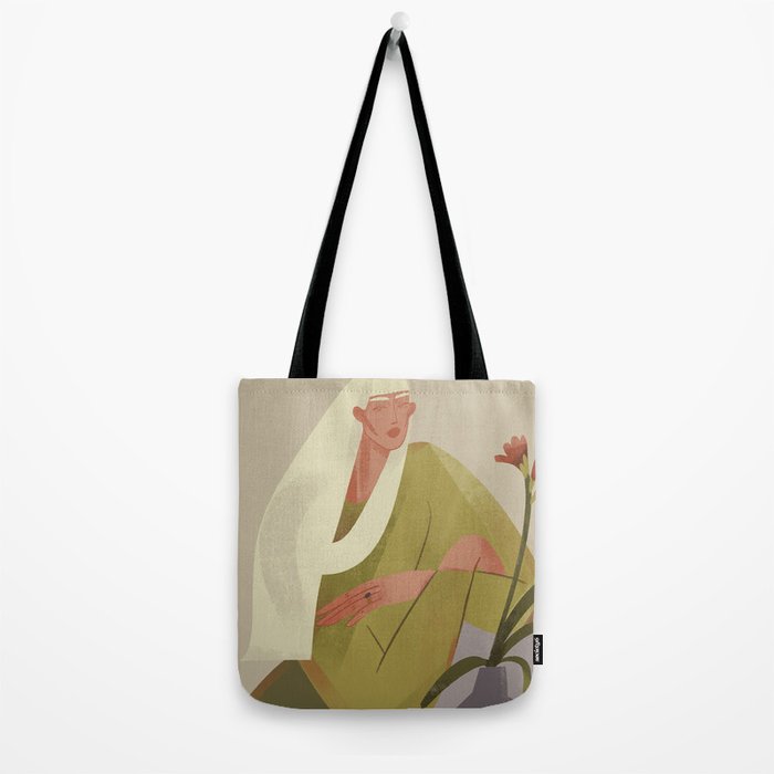 girl with a flower Tote Bag Gallery Image 2