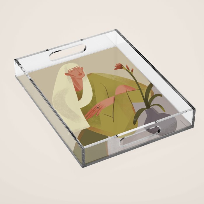 girl with a flower Acrylic Tray Gallery Image 1