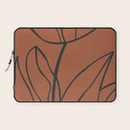 Flower Line Art, Black Brown Laptop Sleeve Gallery Image 1